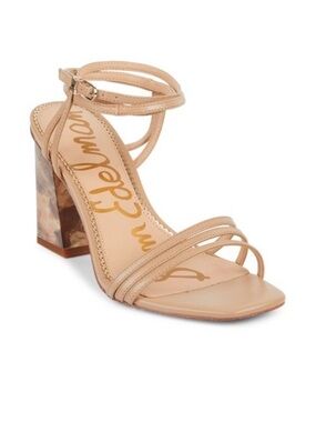 Sam Edelman Nude Strappy Block Heel Sandal with Tortoiseshell Block